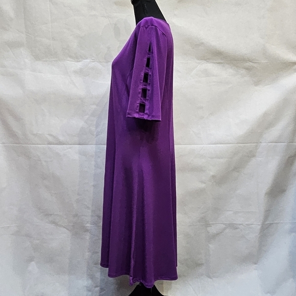 Susan Graver A-Line Midi Purple Dress 92% Polyester 8% Spandex Size M - Picture 6 of 8